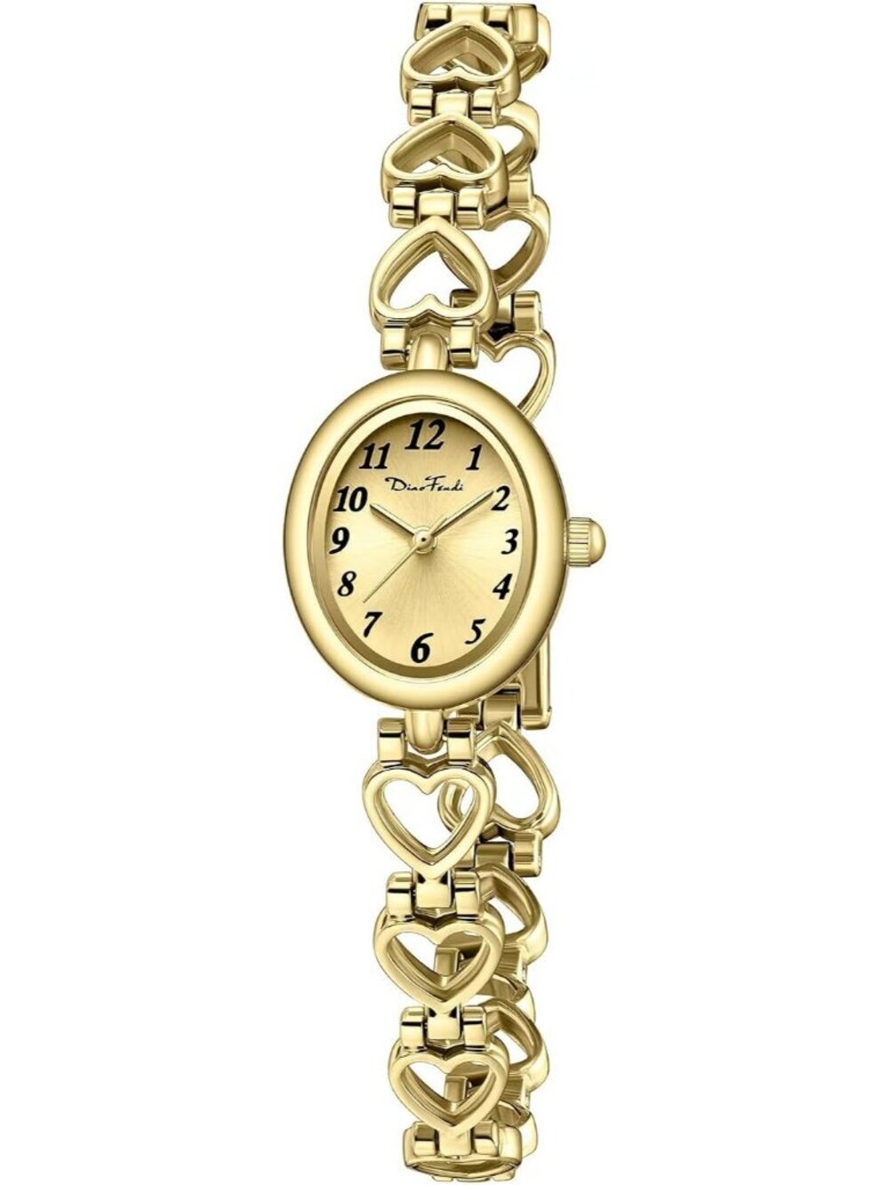 Women's All Gold Analog Quartz Oval Waterproof Vintage Bracelet Luxury Watch